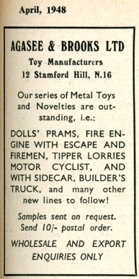 Agasee & Brooks advert April 1948