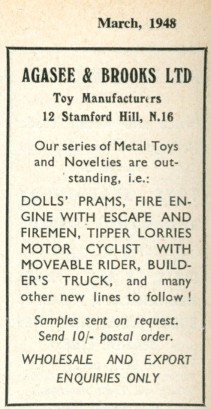 Agasee & Brooks advert March 1948